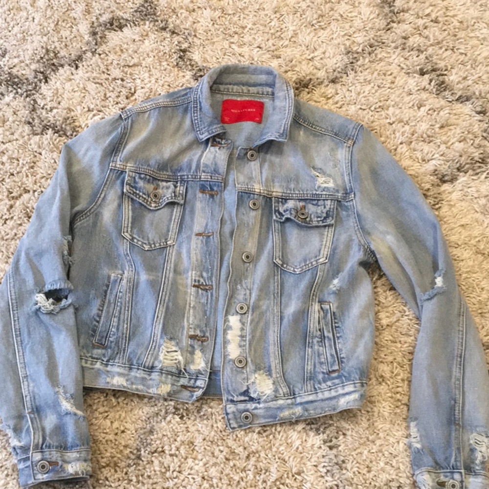 Light Blue Distressed Denim Jacket